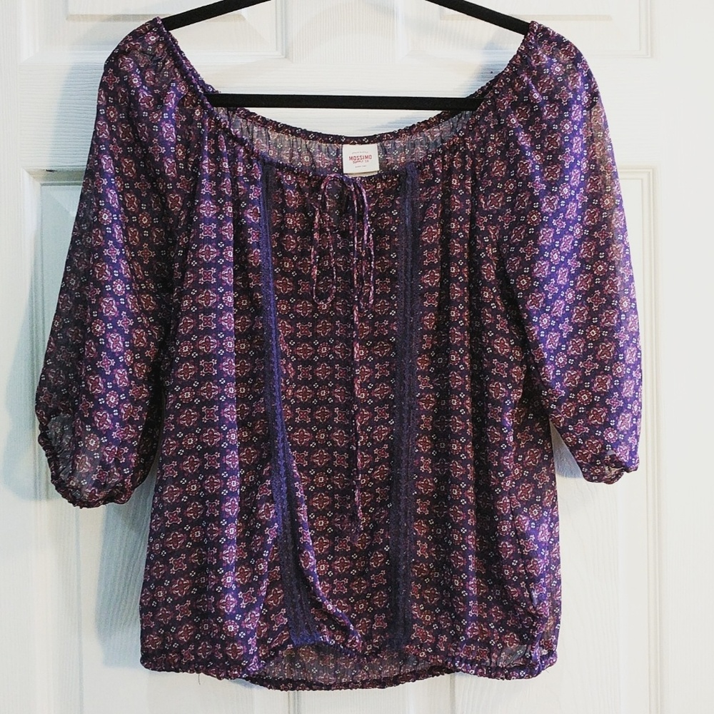 Mossimo Sheer boat neck peasant top